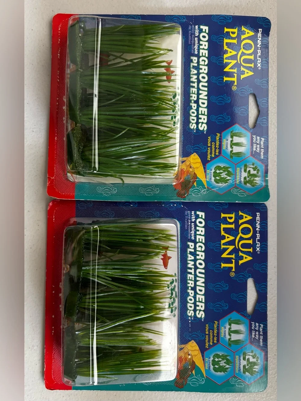 Penn-Plax Aqua Plant Grass Foregrounders w Planter Pods Fish Tank Decor